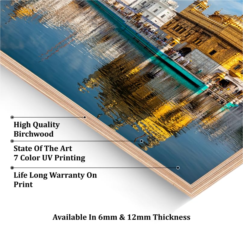 Chalk My Theme Golden Temple Wood Print Wall Art Home Decor, Living Room, Bedroom, Cafe, Room Painting For Wall Decoration -9 X