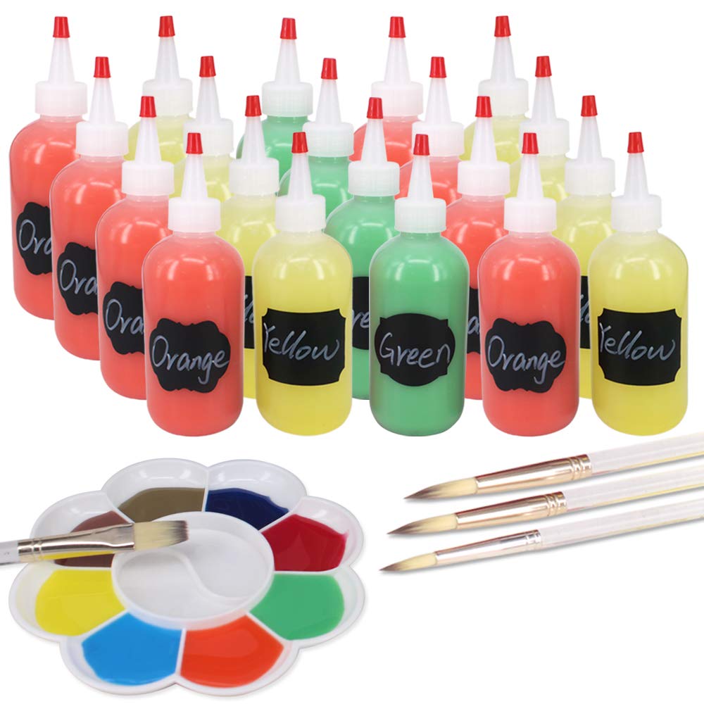 Belinlen 20 Pack 6-Ounce Plastic Squeeze Bottles With 20Pcs Red Tip Caps And Measurement - Good For Crafts, Art, Glue, Multi Pur