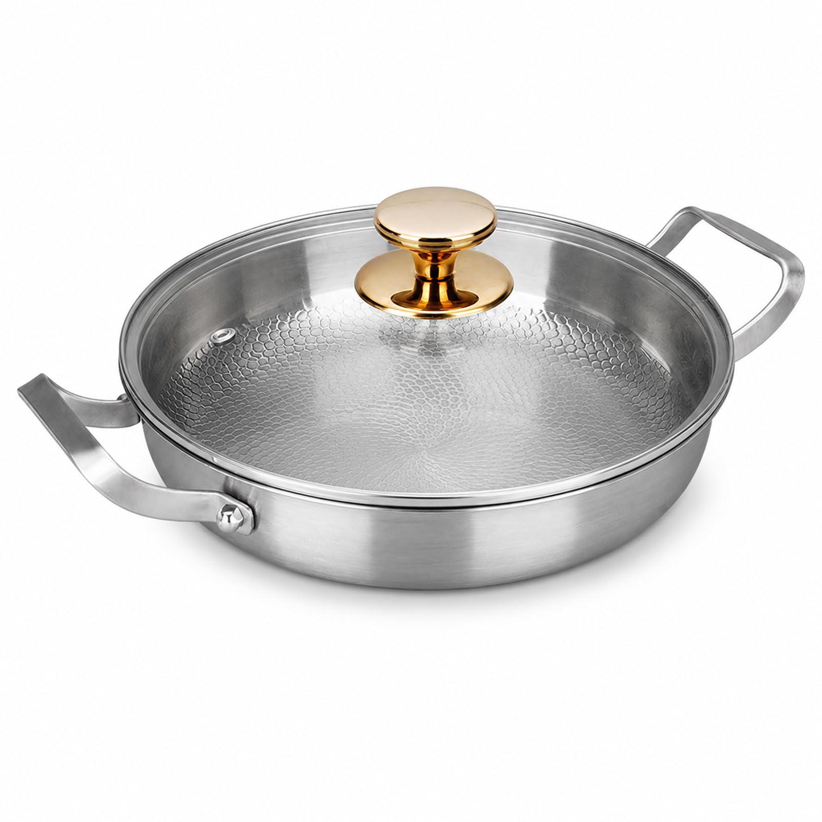 STEHEMO Titanium Pans for Cooking, Upgrade Double Handle Non Stick Titanium Hammered Pan, UltraDurable, ScratchResistant, Even