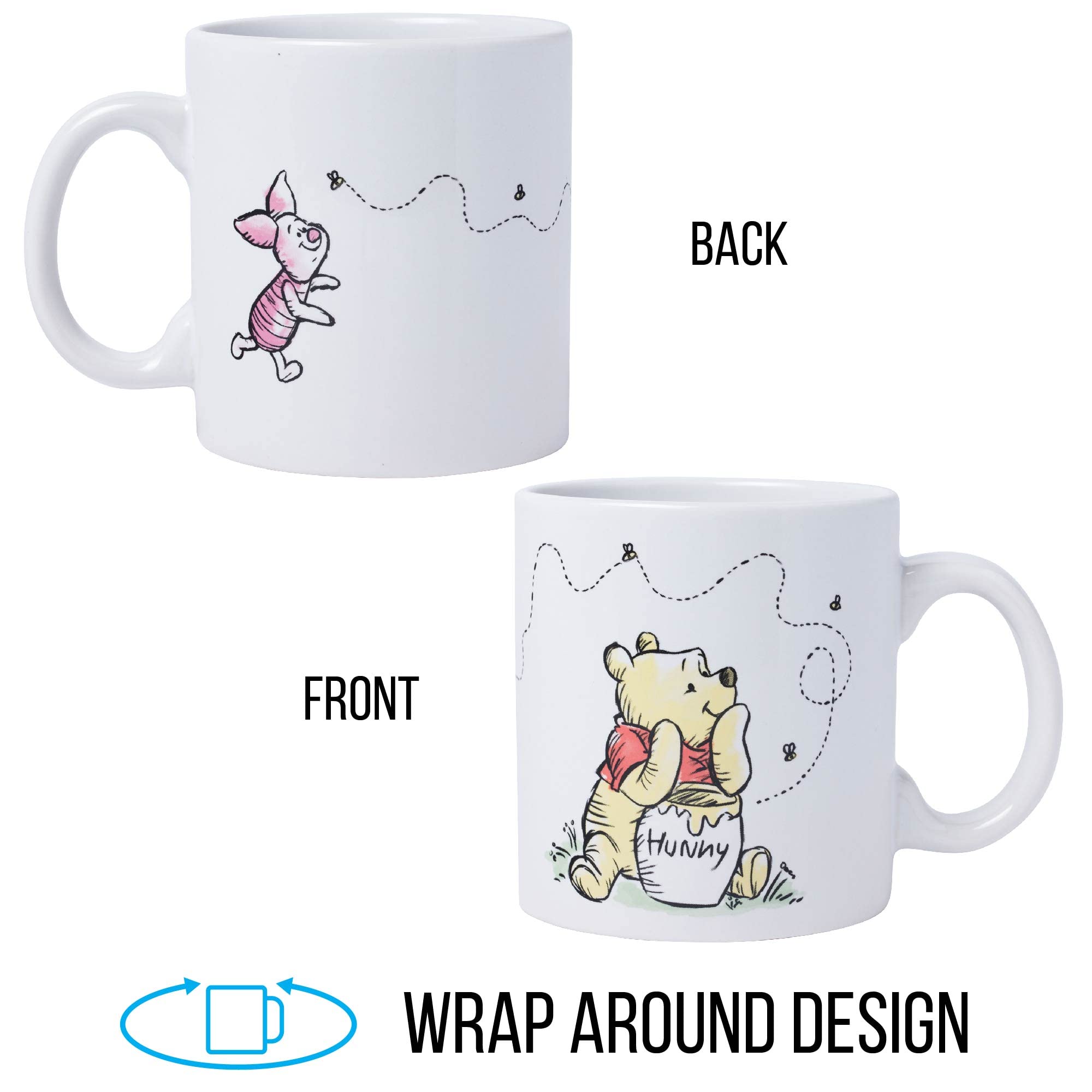 Silver Buffalo Disney Winnie the Pooh But First Hunny Piglet Ceramic Coffee Mug, 20 Ounces