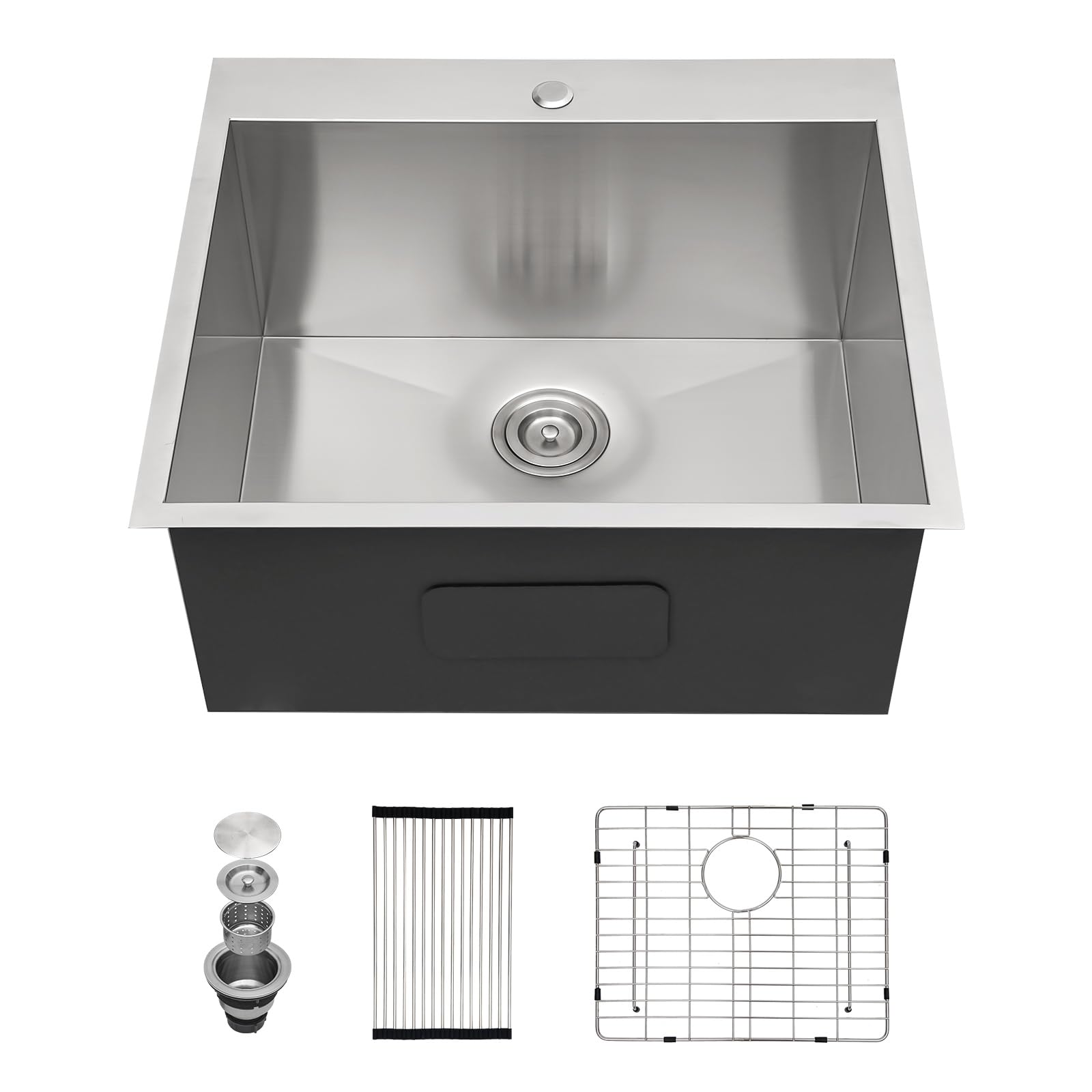 Sarlai 12 Inch Deep Drop In Laundry Sink - 25X 22 Laundry Utility Sink Drop In Topmount Single Bowl 16 Gauge Stainless Steel Abo