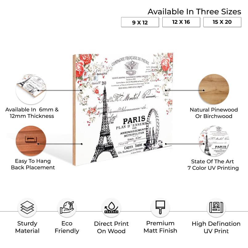Chalk My Theme Paris Theme Wood Print Wooden Wall Dcor Art Home Decor, Living Room, Bedroom, Cafe, Room Painting For Wall Decora