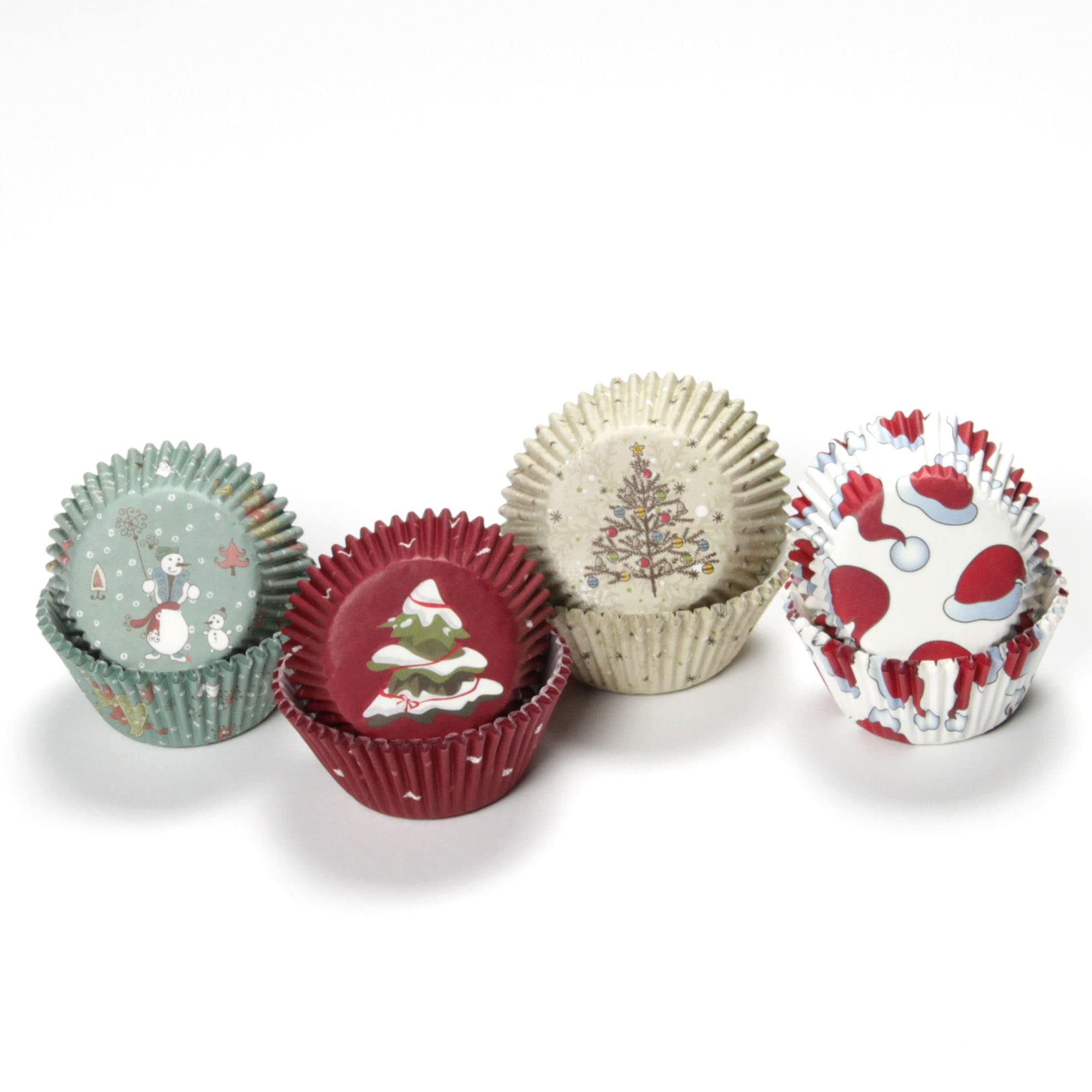 Chef Craft Paper Patterned Cupcake Liners, 50 Count, Off Whitegreenblueyellowred