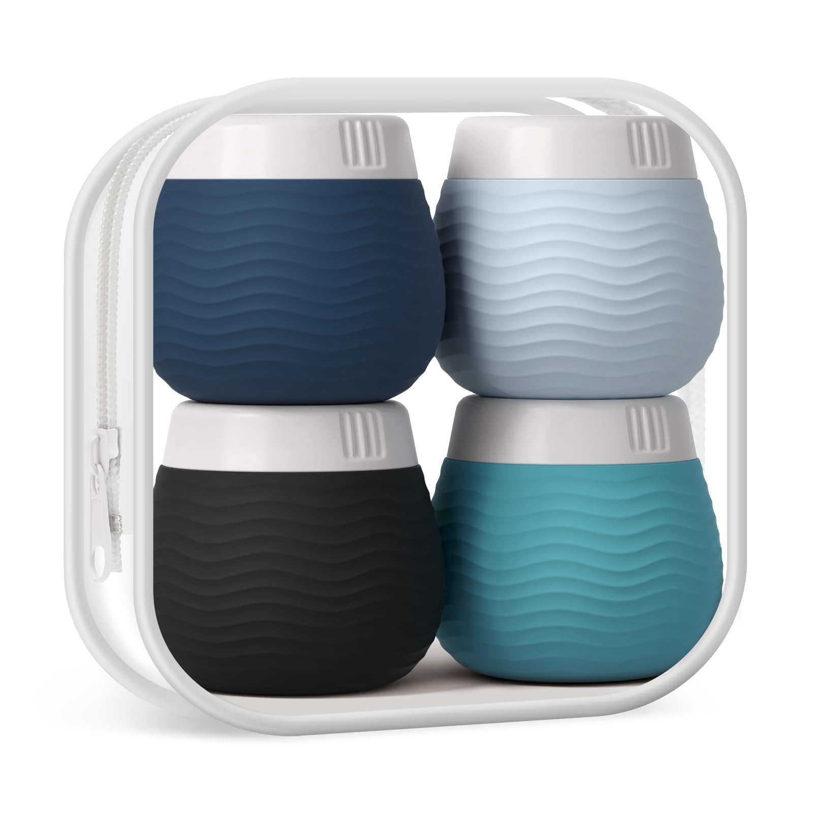 Yinke Travel Containers For Toiletries, Silicone Cream Jars, Tsa Approved Travel Size Containers, Leak-Proof Travel Essentials/A