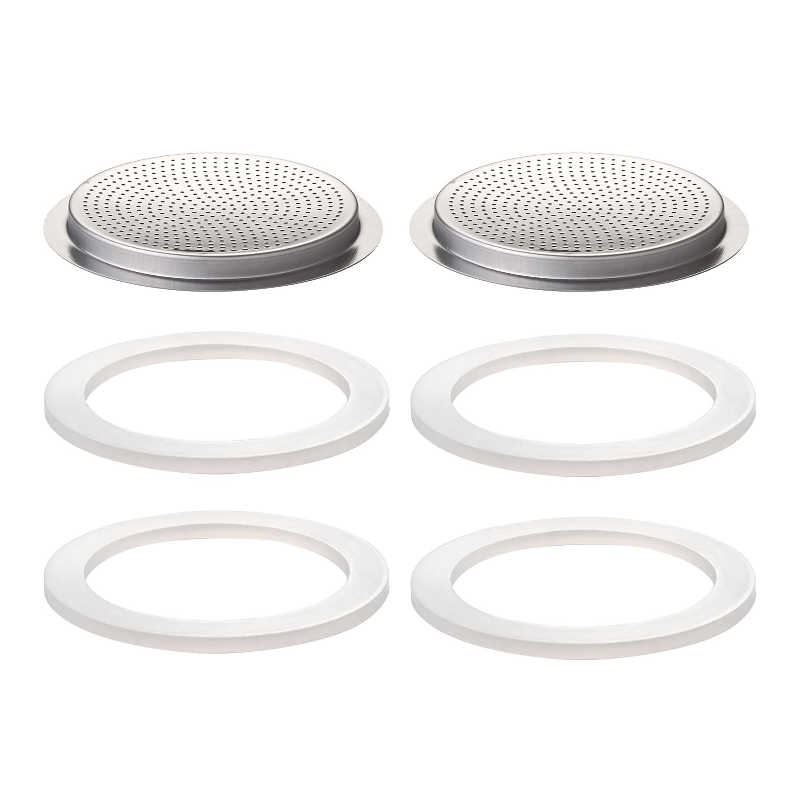Ditosh 2 Pcs Filter With 4 Pcs Silicone Gasket Seals For 6 Cup Stovetop Espresso Coffee Maker Replacement Parts For Big Tummy &