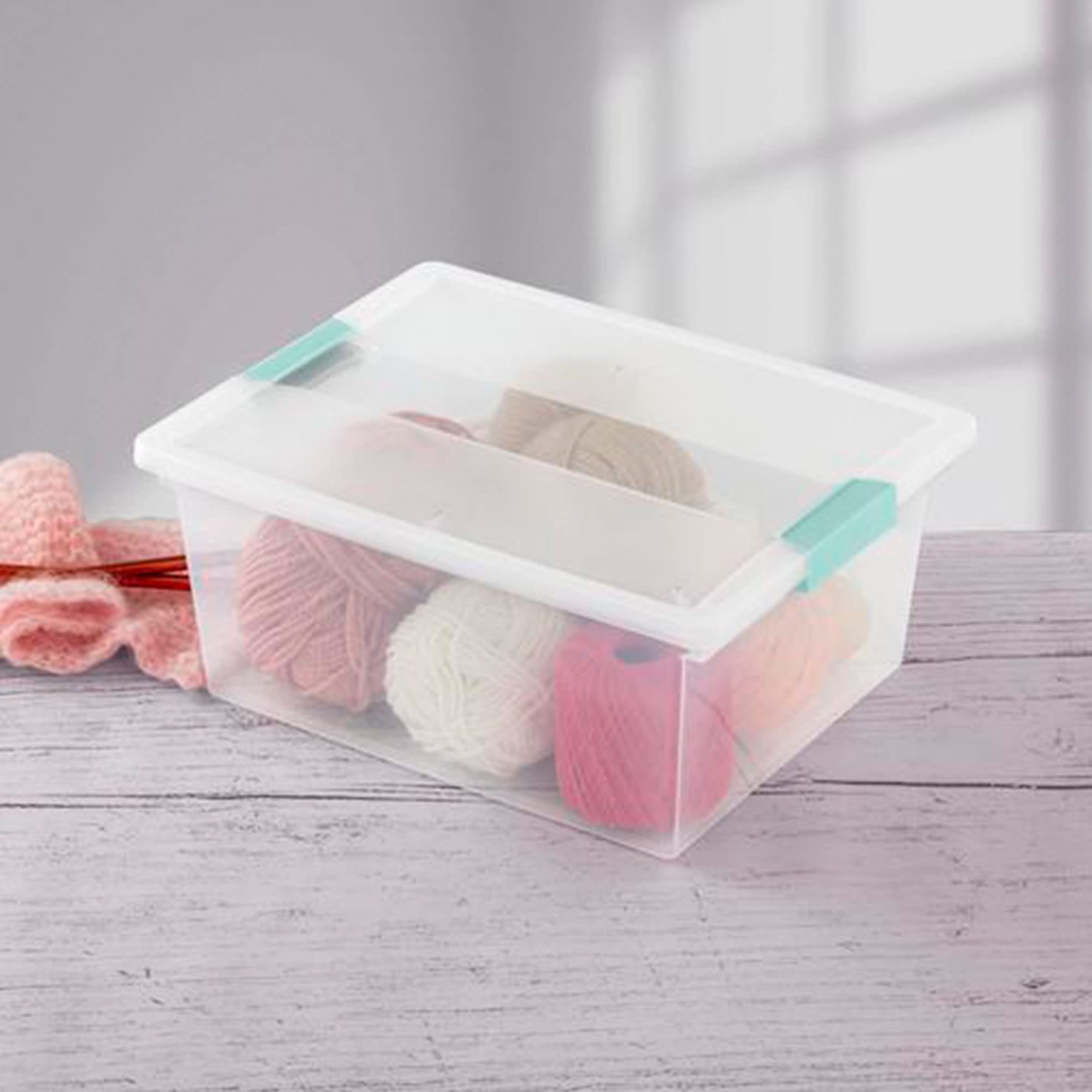 Sterilite Deep Clip Box, Stackable Small Storage Bin With Latching Lid, Plastic Container To Organize Paper, Office, Home, Clear