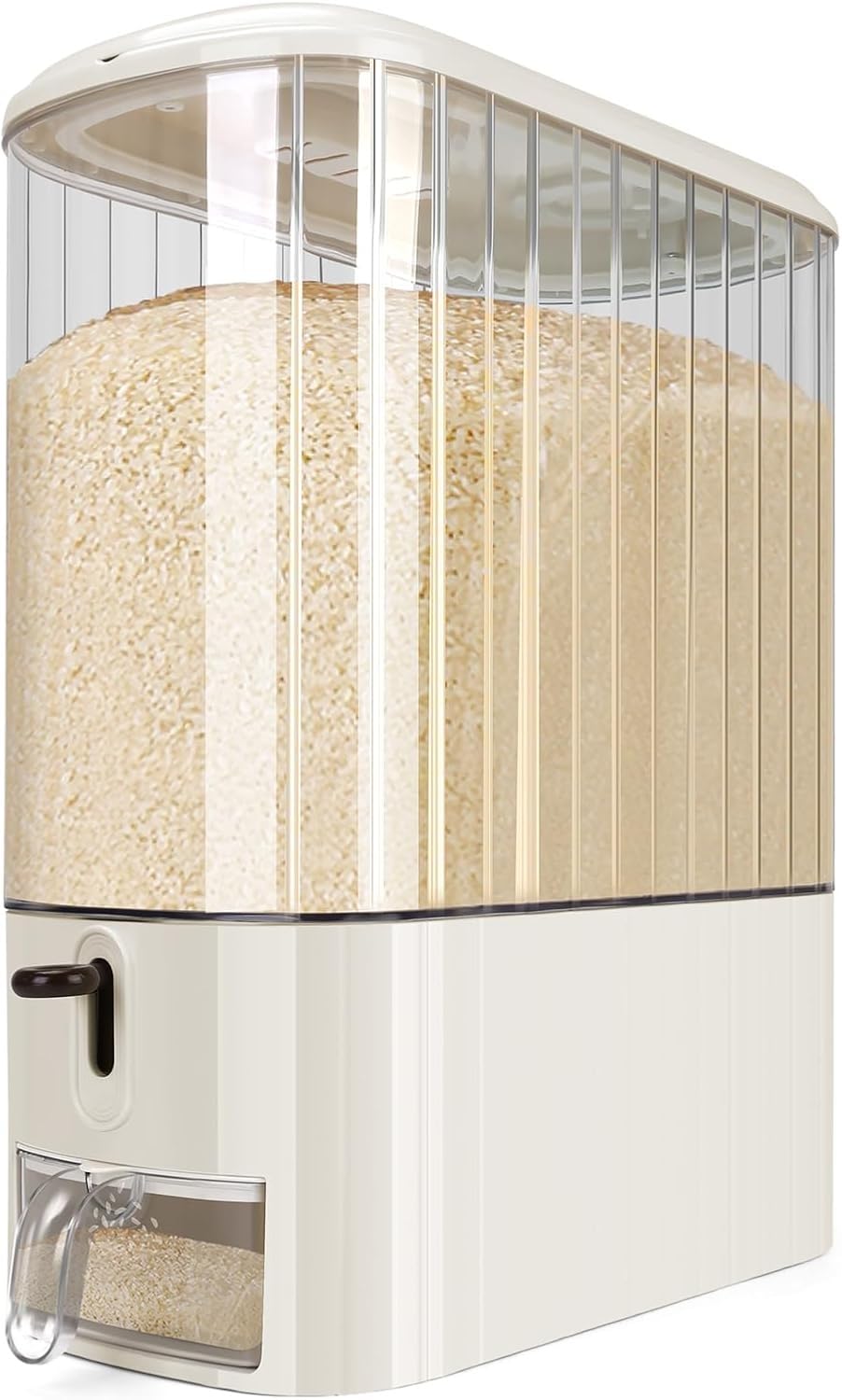 Blurism Rice Storage Container 26 Lbs, Airtight Grain Dispenser With Measuring Cup, MoistureProof BpaFree Food Storage Bin For