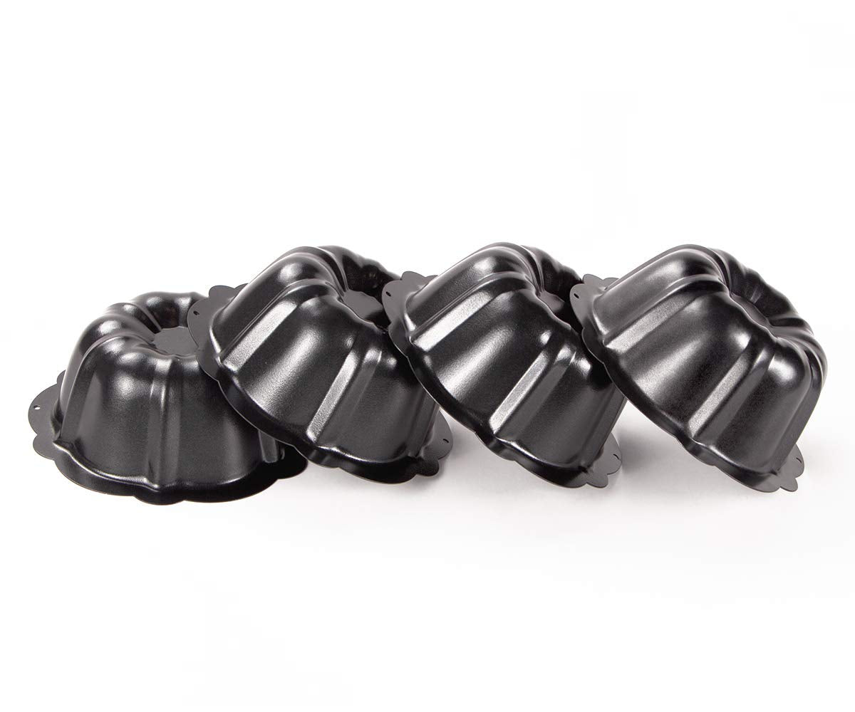 Webake Mini Cake Pan Nonstick Fluted Cake Pan 4 Inch Carbon Steel Baking Cup Mold For Buntcake, Bavarois, Brownie, Cupcake, Pudd