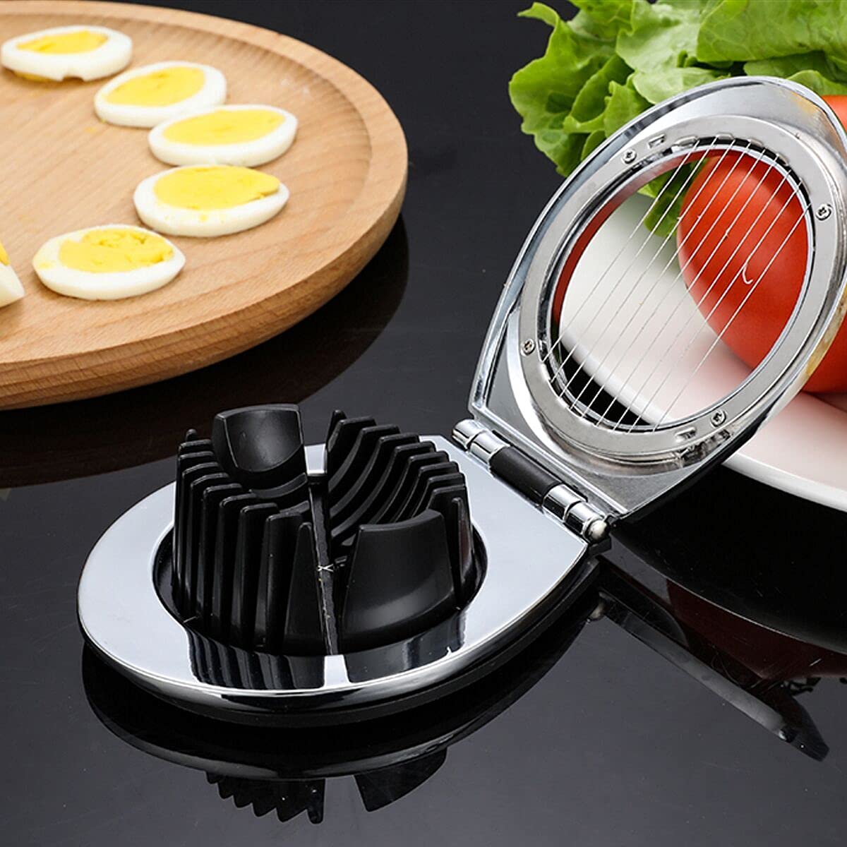 Egg Slicer, Egg Cutter For Boiled Eggs -Stainless Steel Wire With 3 Slicing Styles
