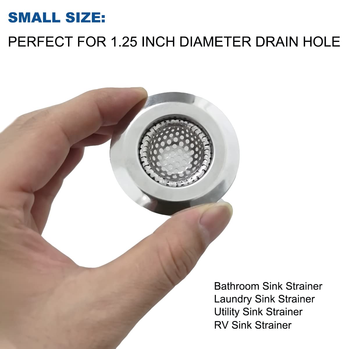 Seatery 1.25'' Bathroom Sink Strainers  2PCS Drain Hair Catchers for Laundry  Mop Pool  Utility  Slop  RV Sink  Stainless Steel Drain Filter
