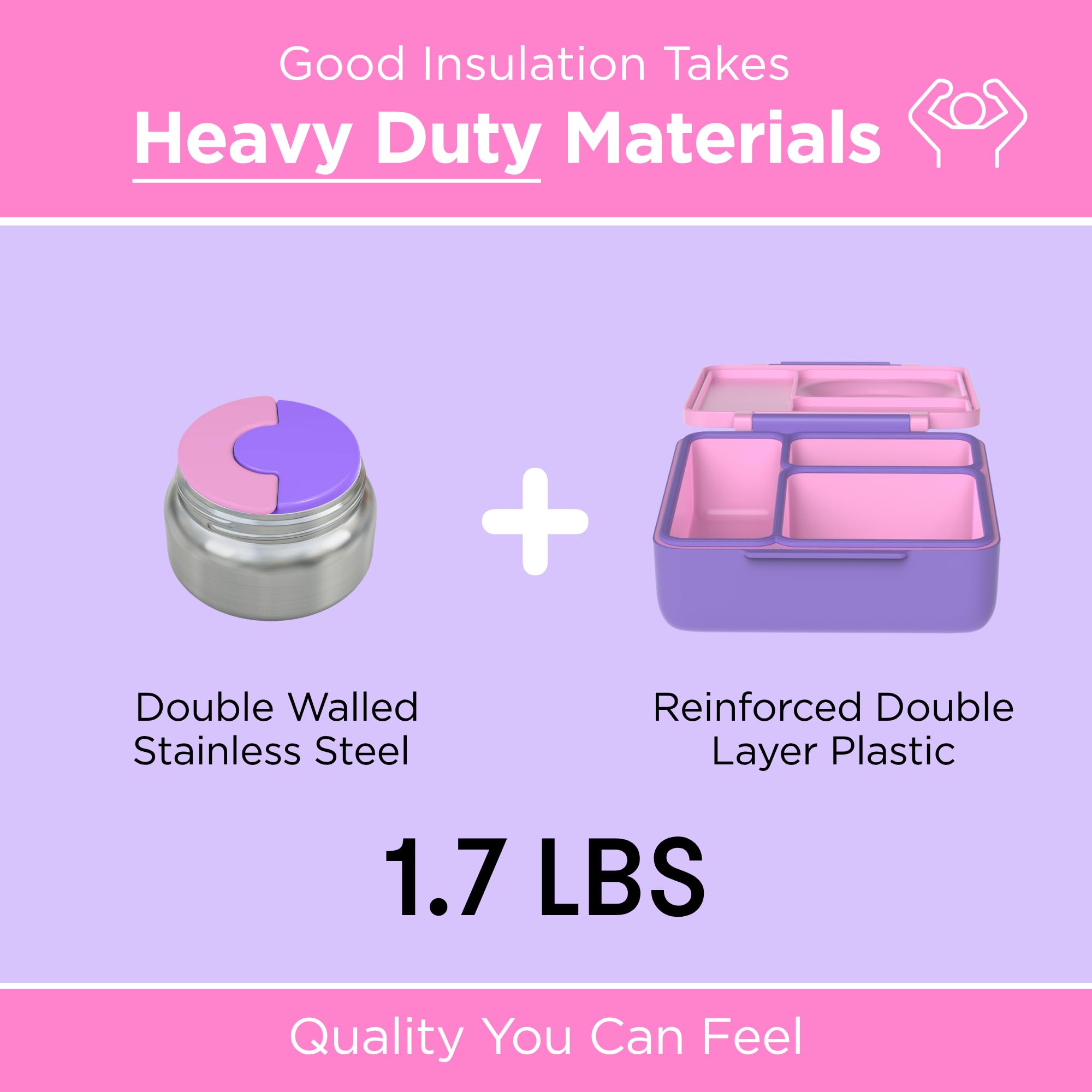 OmieBox Bento Box for Kids - Insulated Bento Lunch Box with Leak Proof Vacuum Insulated Food Jar - 3 Compartments, Two Temperatu