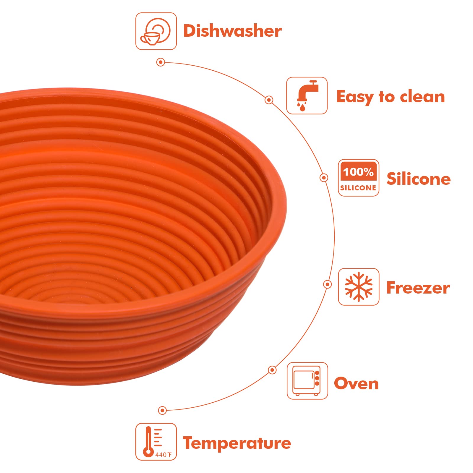 Webake Silicone Bread Proofing Basket,Collapsible Sourdough Bread Baking Supplies Dough Proofing Bowl Containers Oven Safe Bakin
