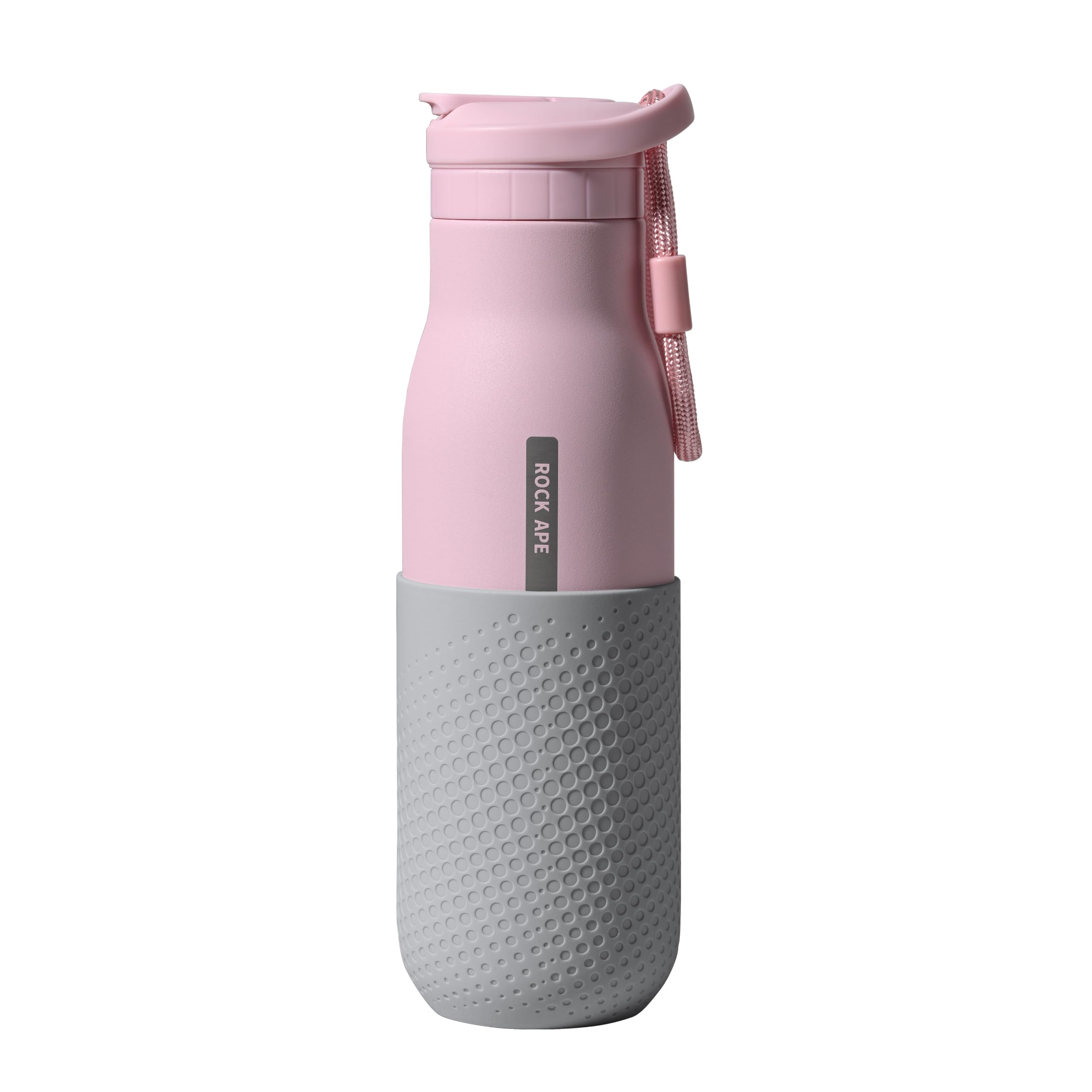 ROCK APE 17 oz Vacuum Insulated Water Bottle with Straw Lid, Dusty Rose