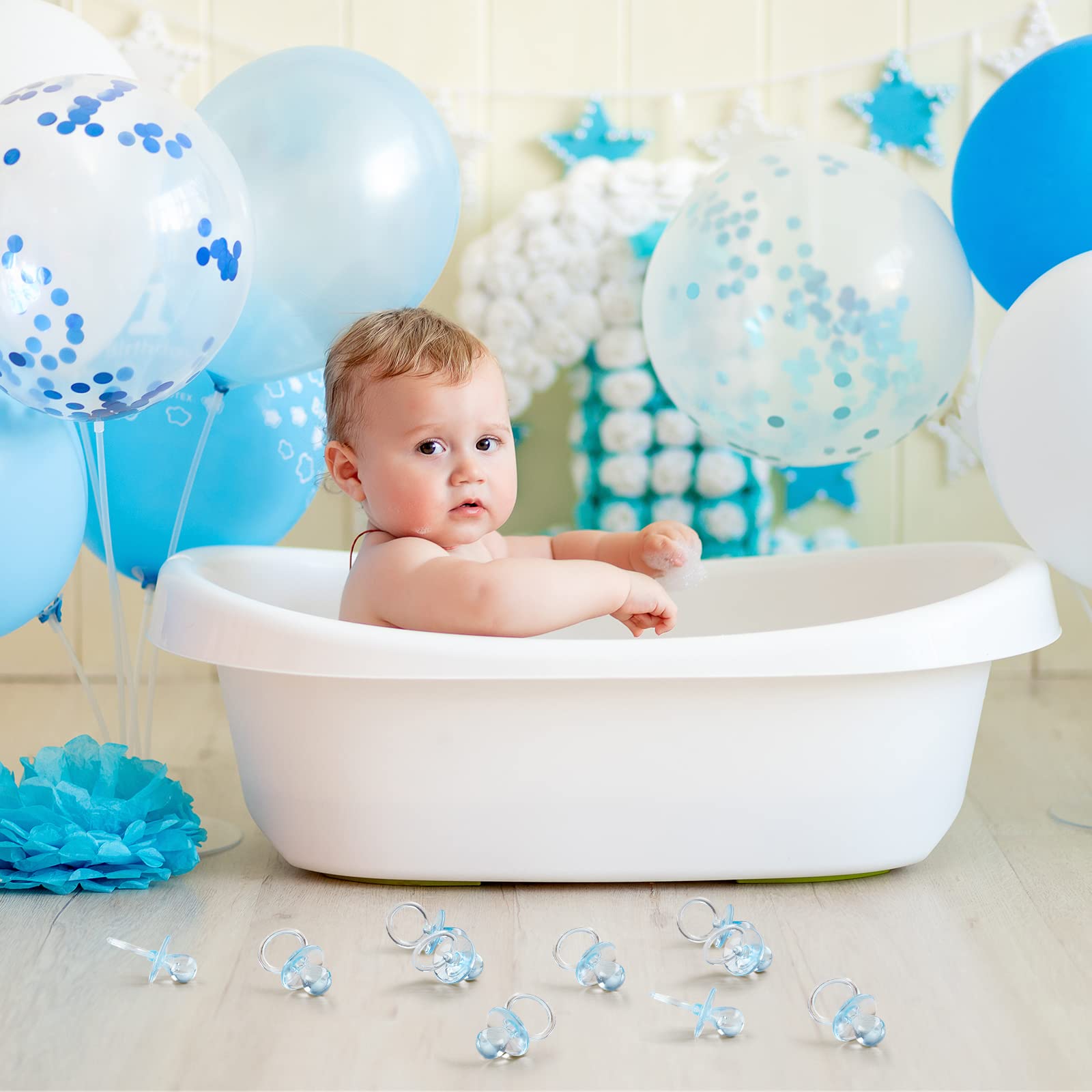 48 Pieces 2.5 Inch Acrylic Baby Pacifiers Baby Shower Favors Gender Reveal Party Decorations For Diy Baby Shower Birthday Party