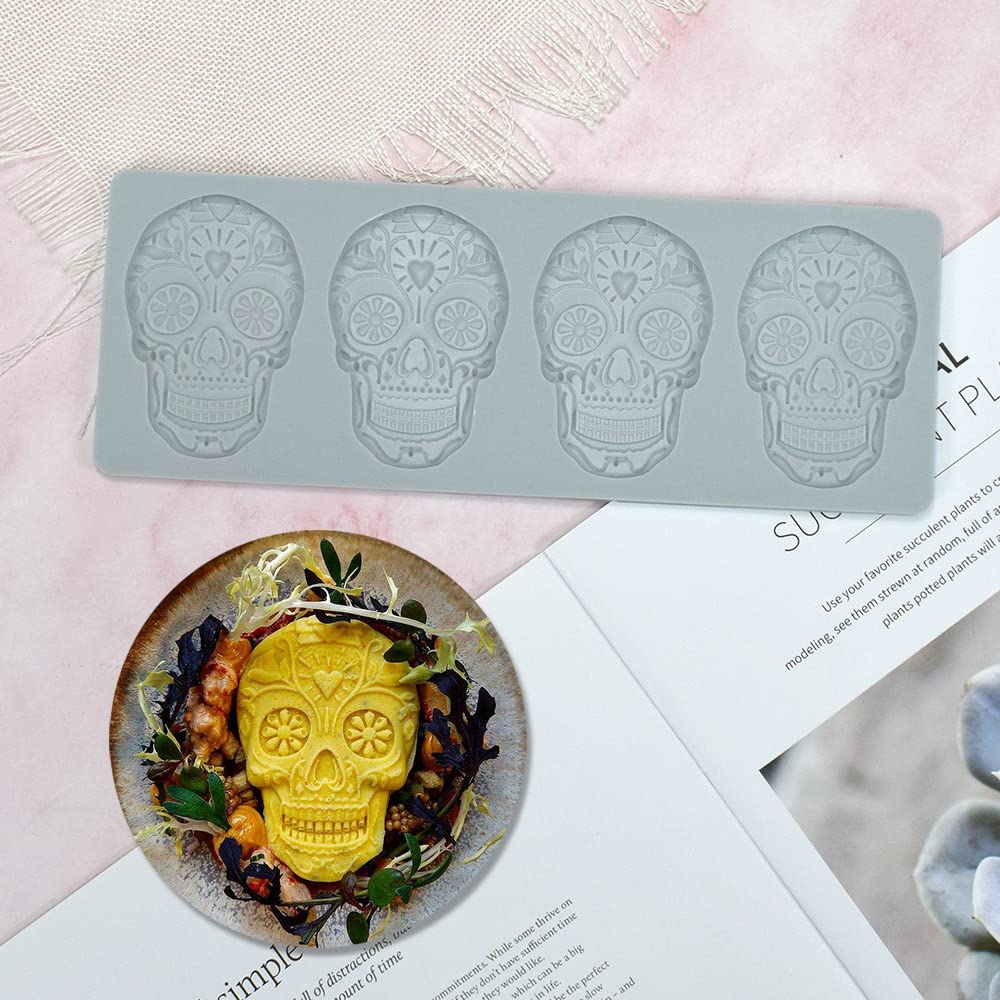 Cestony Halloween Skull Lace Embossing Mat Texture Fondant Impression Mat Decorating Silicone Molds For Diy Cake Biscuit Cookies