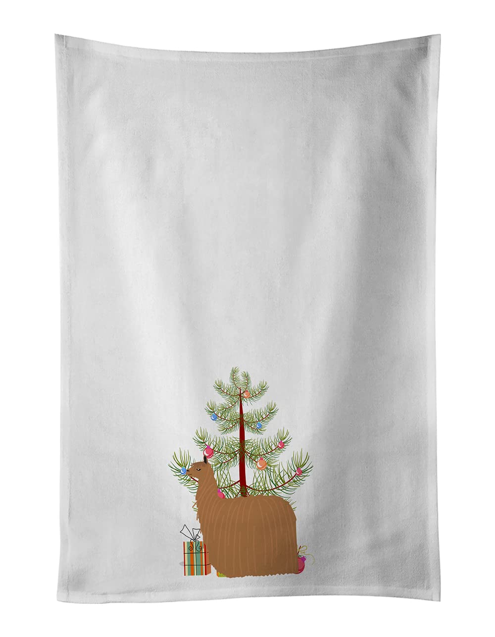 Alpaca Suri Christmas White Kitchen Towel Set of 2