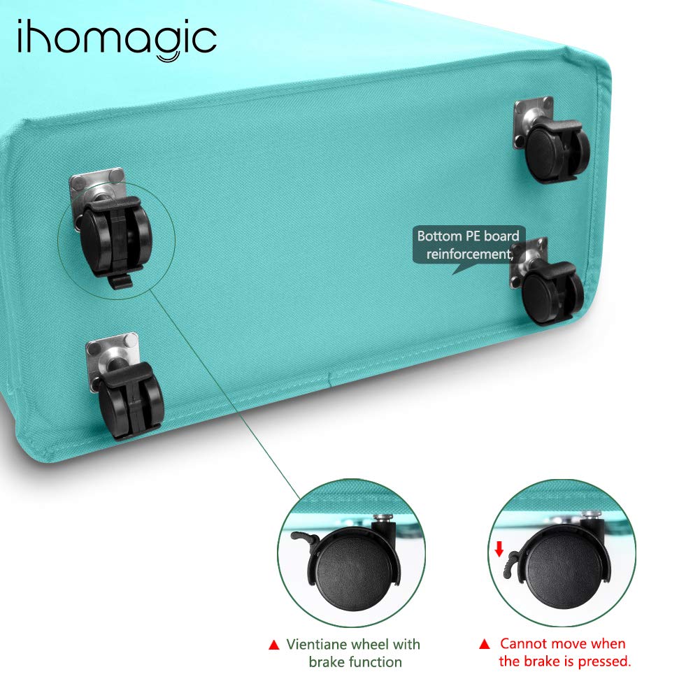 Ihomagic Laundry Basket With Wheel, Slim Laundry Storage Hamper Corner Storage Bag Collapsible Hamper Flexible Handle Laundry Ba