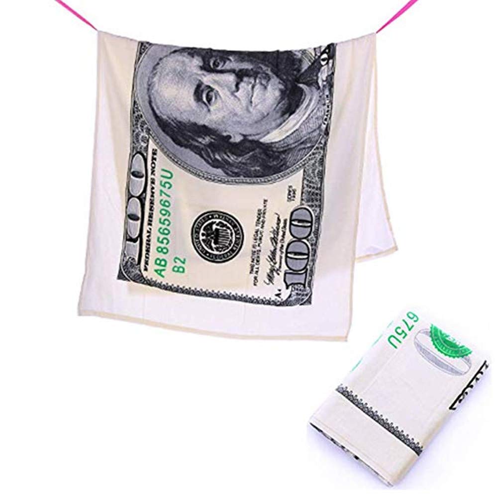 100 Dollar Bills Beach Towel For Adults | Kids, Aimilaly Large Beach Towels For Beach Swimming Pool Sunbathing, Plush Fabric(28X