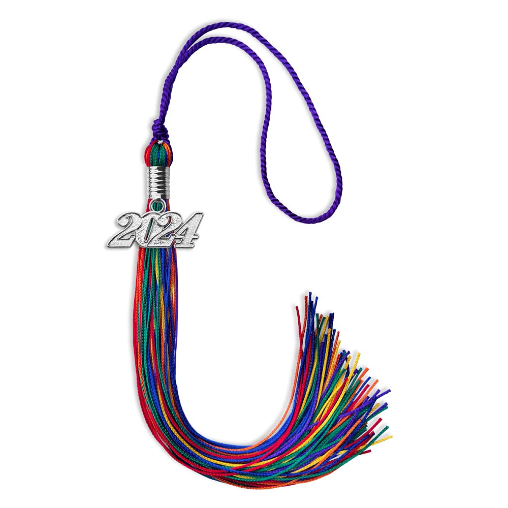 Endea Graduation Single Color Tassel with Silver Date Drop (Rainbow, 2024)