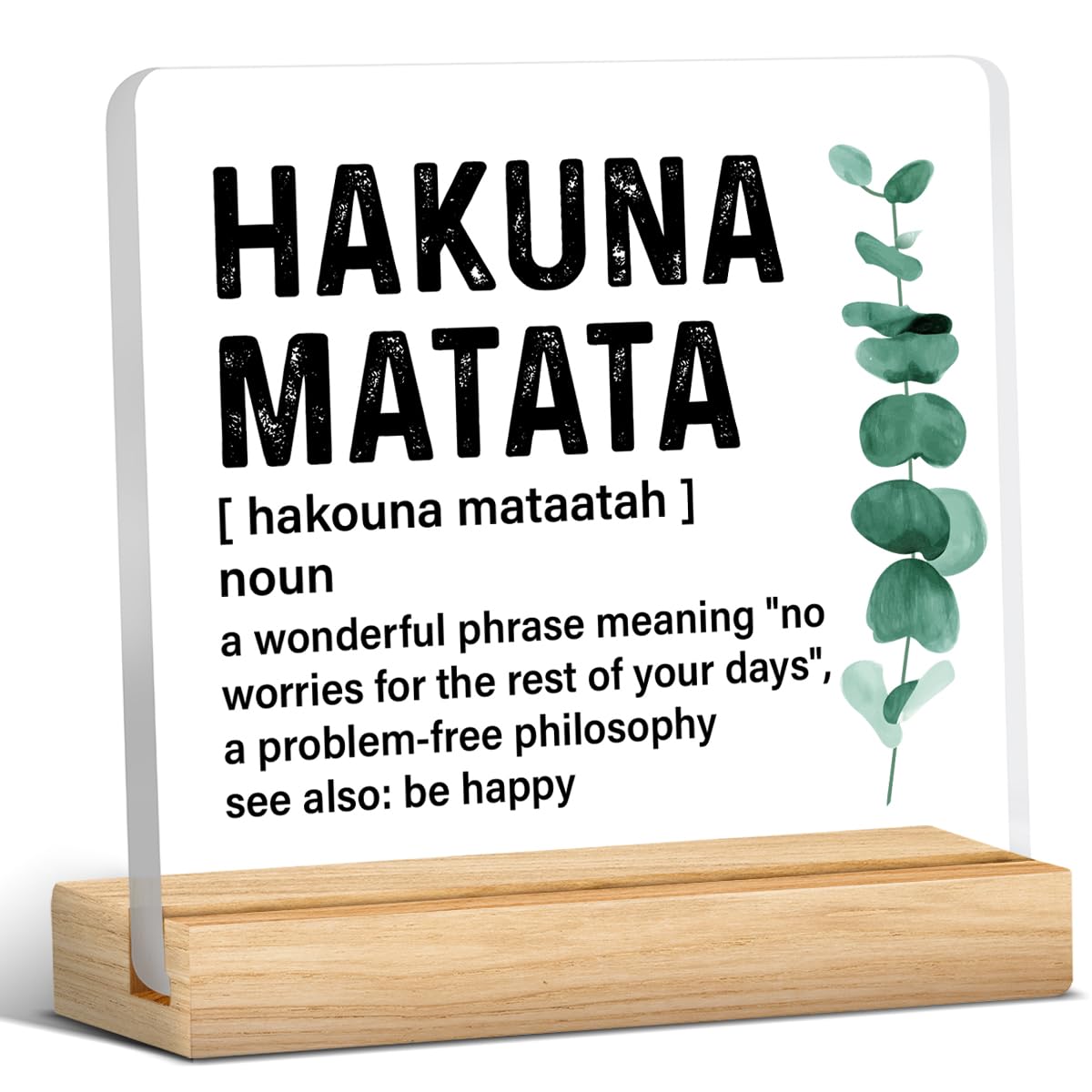 Inspirational Motivational Gifts for Men Women, Encouragement Gifts Hakuna Matata Definition Acrylic Desk Sign Decor