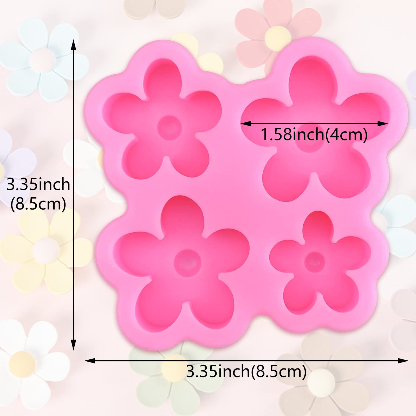 2 Pcs Flower Silicone Fondant Molds Five Petal Flower Cake Resin Mold Candy Chocolate Fondant Molds Kitchen Baking Tools For Sug