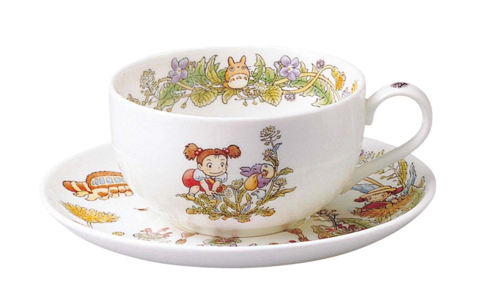 Noritake T97285A/4660-2 Milk Tea Cup & Saucer, 11.8 fl oz (325 cc), My Neighbor Totoro, Dandelion, Microwave Safe, 1 Guest, Bone