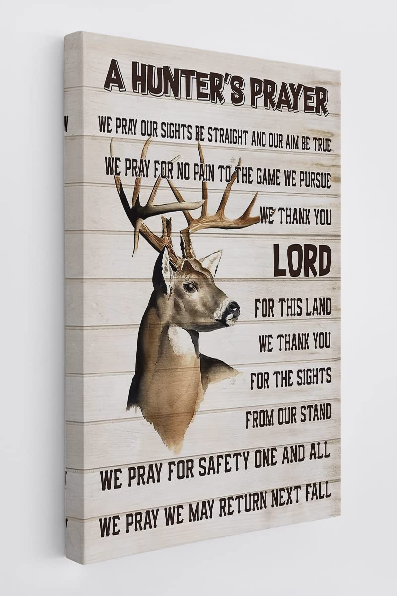 Bxfahzj A Hunter'S Prayer Deer Wall Art Canvas Inspirational Quotes Farmhouse Vintage Hunting Themed 11X14 Inch Prints Decor For