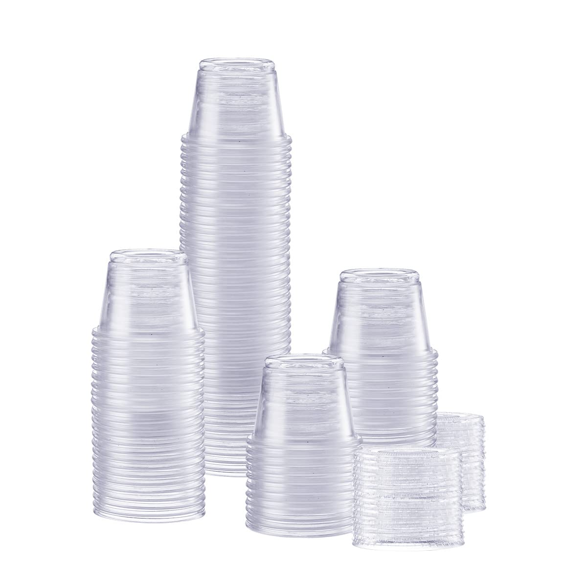 Comfy Package [100 Sets - 1 Oz.] Plastic Disposable Portion Cups With Lids, Souffle Cups