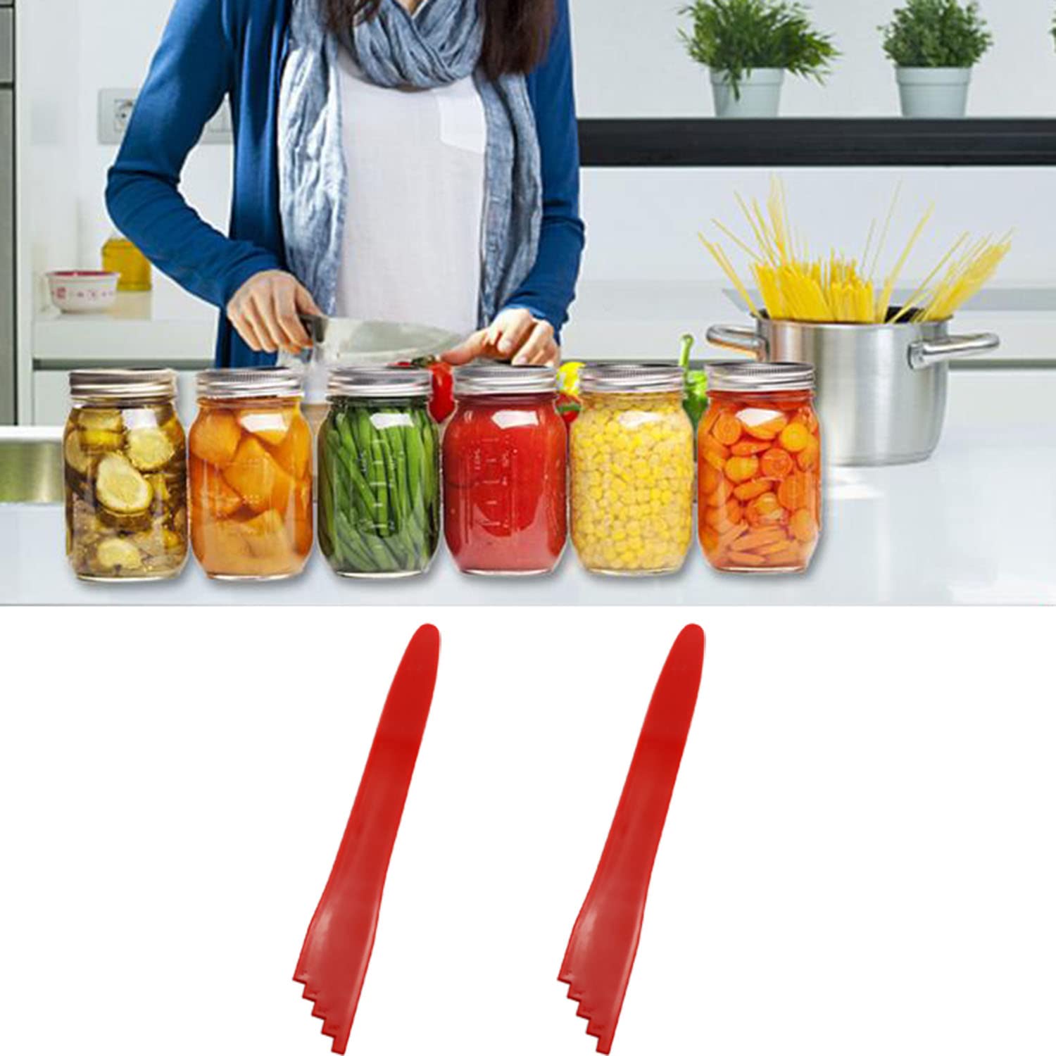 Zyamy 2Pcs Canning Bubble Popper Bubble Remover Bubble Measurer Canning Supplies 22.5X3Cm For Canning Food, Red