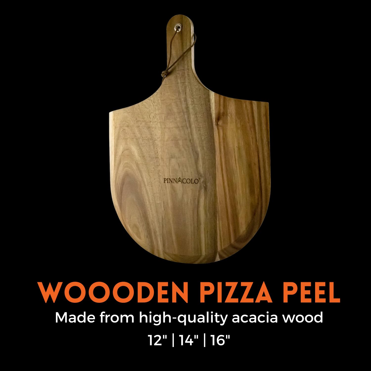 Pinnacolo 14 Inch Acacia Wooden Pizza Peel - Lightweight And Sturdy, Perfect For Homemade Pizza, Bread, And Pastries (Natural Wo