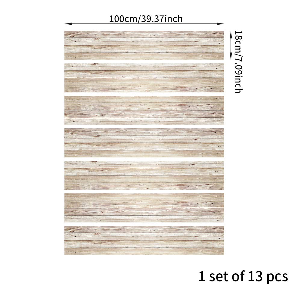 Funlife 13Pcs Self-Adhesive Stair Stickers, Peel And Stick Staircase Decal, 39.37''X7.09'' Rustic Pattern
