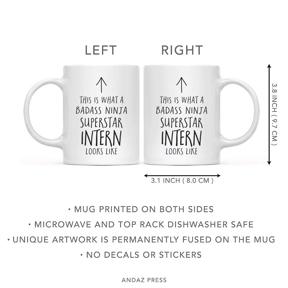 Andaz Press Funny 11oz. Ceramic Coffee Tea Mug Gift, This is What a Badass Ninja Superstar Intern Looks Like, 1-Pack, Birthday C