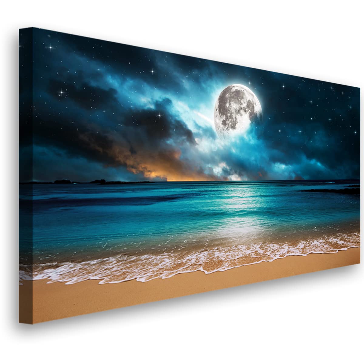 Beach Wall Art Canvas Prints Moon Ocean Landscape Picture Home Decor Natural Seascape Paintings For Living Room Bathroom Bedroom