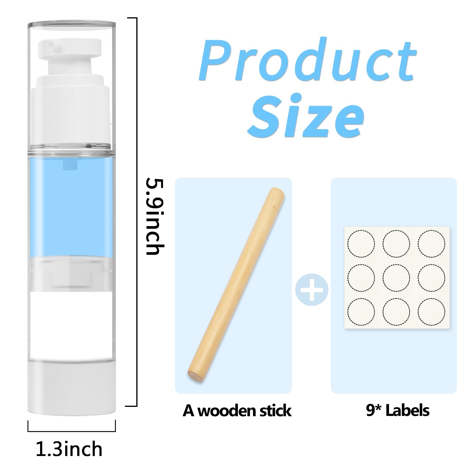 Givitasot 1.7Oz/50Ml Airless Pump Bottles, 6 Pack Lotion Dispenser Travel Size Pump Bottles, Vacuum Cosmetic Travel Bottle For L