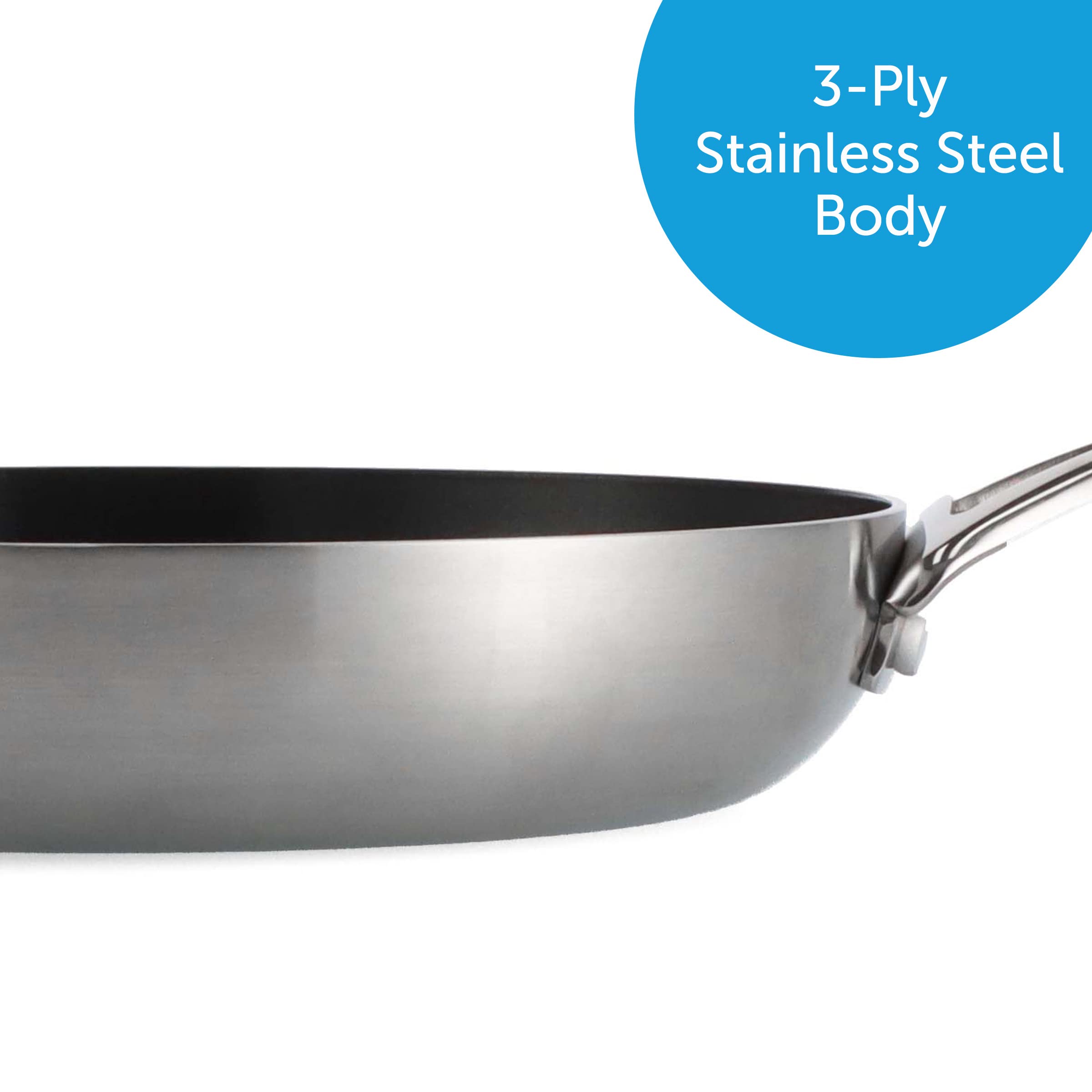 Bk Intelligence Stainless Steel Induction 8'' Nonstick Frying Pan Skillet, Pfas Free, Dishwasher Safe, Black