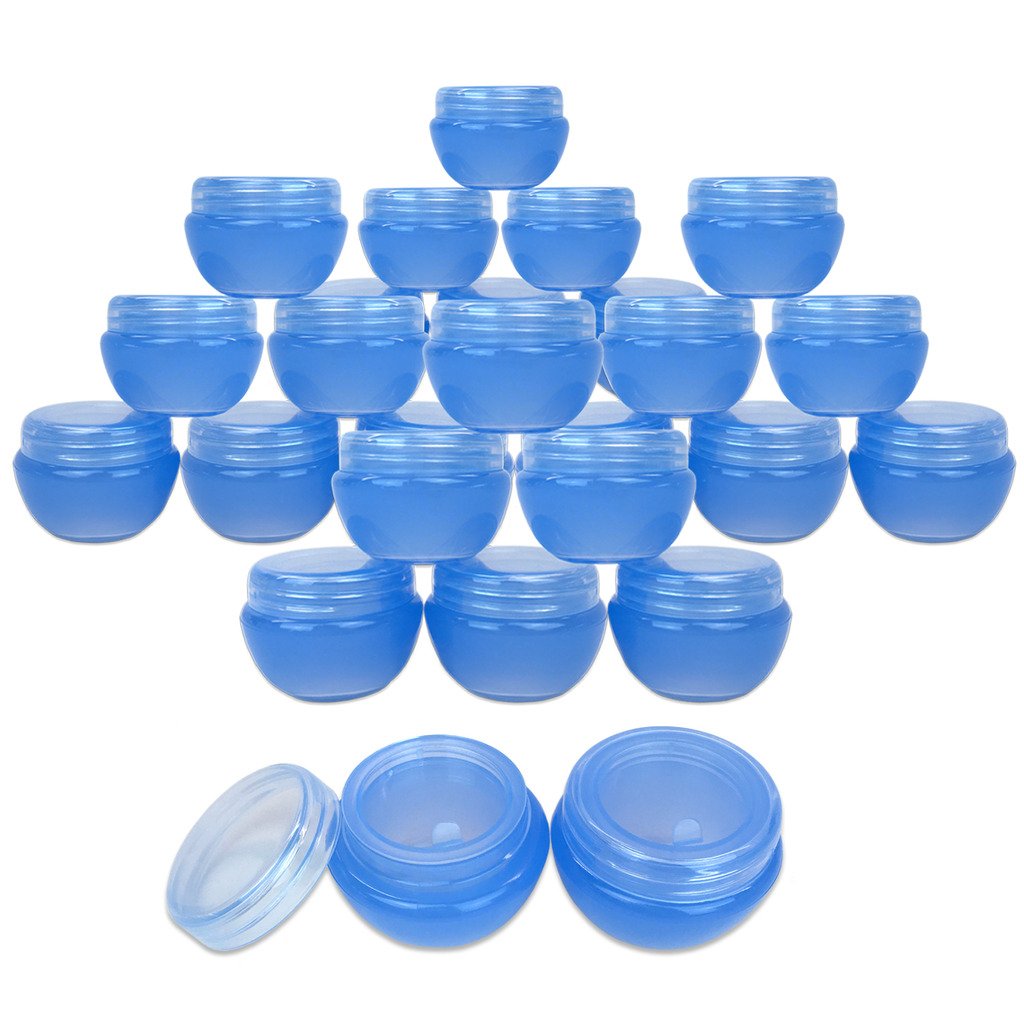 Beauticom 24 Pieces 10G/10Ml Blue Frosted Container Jars With Inner Liner For Lotion, Toners, Lip Balms, Makeup Samples - Bpa Fr