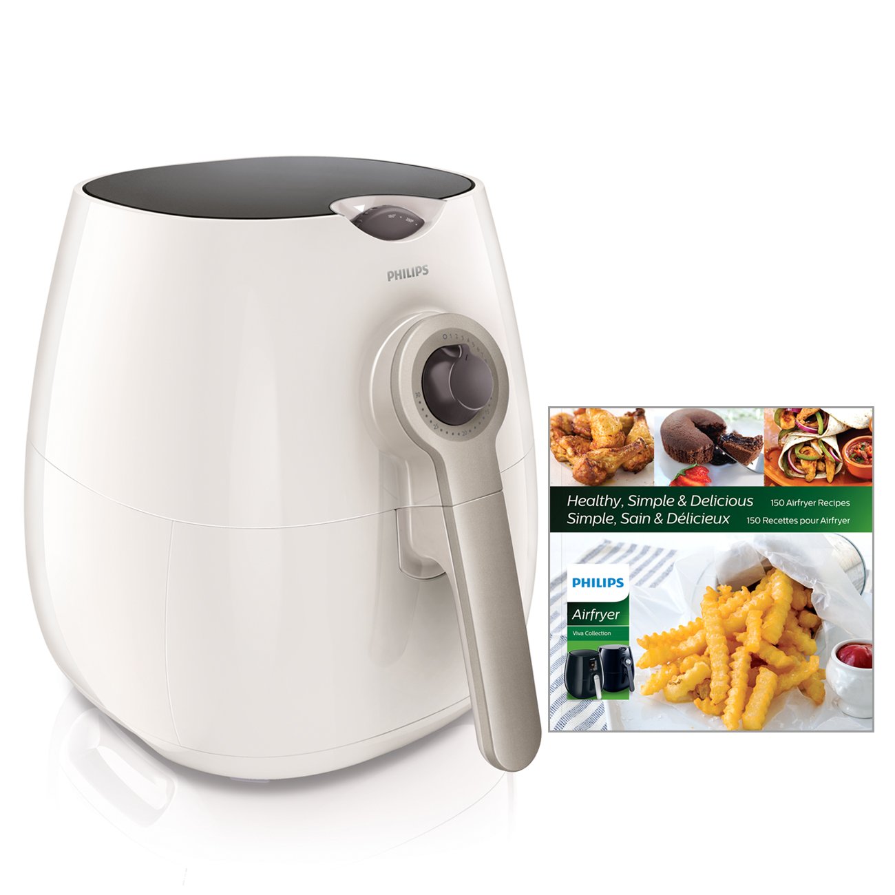 Philips Starfish Technology Airfryer With Cookbook, White - 1.8Lb/2.75Qt- Hd9220/58