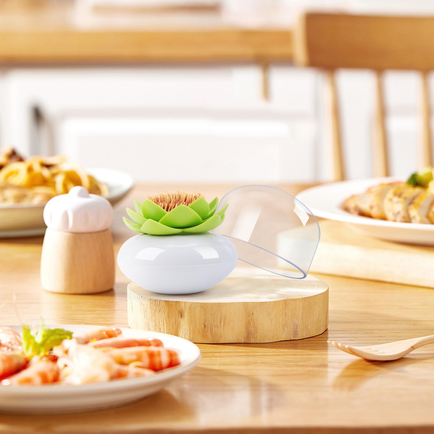 Bloss Cotton Swab Holder Q-Tips Holder Lotus Toothpick Holder Small Toothpick Case Toothpicks Organizer Bathroom Vanity Canister