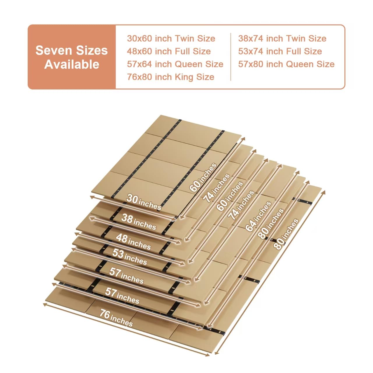 Imperius Twin Size Wooden Bunkie Board - Mattress Support Slats (60"x30") in Log Color, Model 1