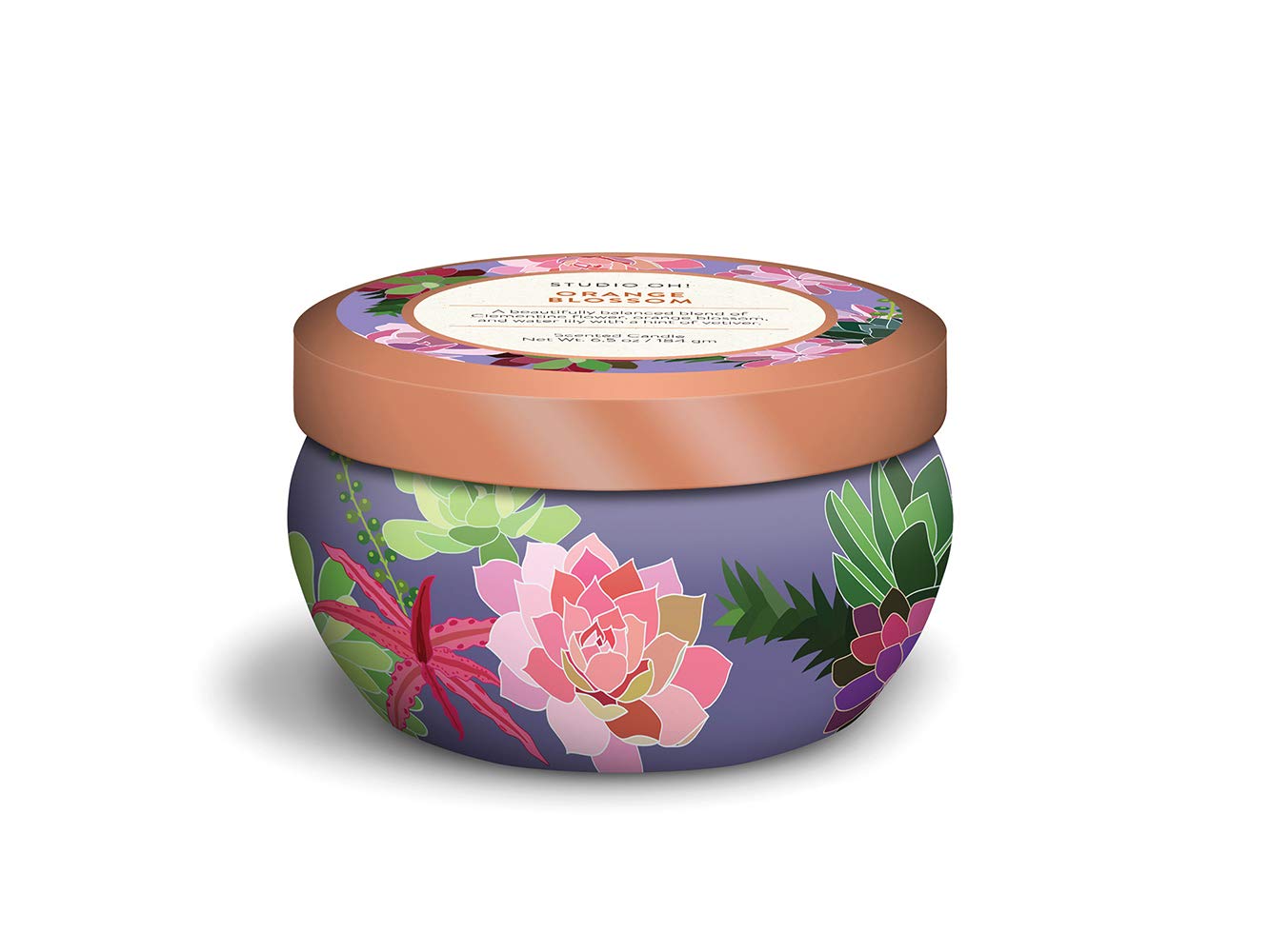 Studio Oh! Travel Tin Hand-Poured Scented Candle Available in 9 Fragrances, Orange Blossom
