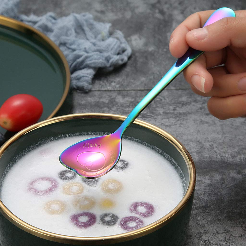 7 Pcs Stainless Steel Spoon, Heart Shaped Spoons, Coffee Spoon,Dessert Spoon, Ice Cream Spoons, Tea Spoons,Love Spoon, Cute Holi