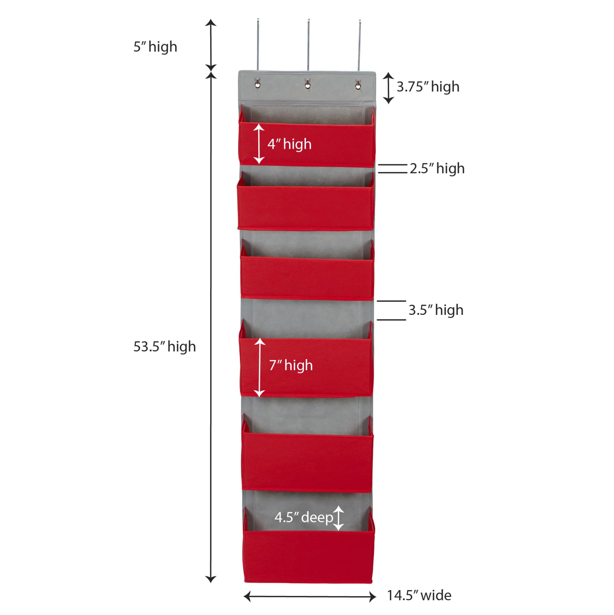 Household Essentials 2169-1 Over-The- Over-The-Door Organizer, Red