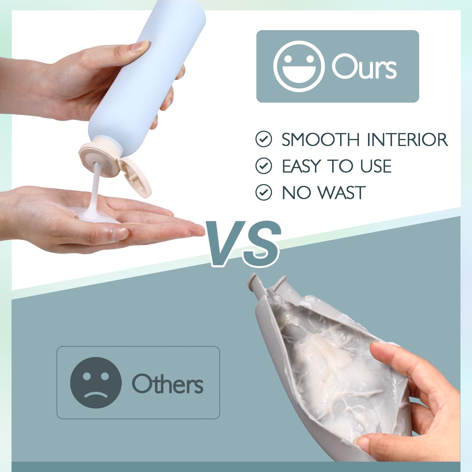 Asevat 8.8 Oz Leak Proof Travel Bottle With Flip Cap, Shampoo And Conditioner Bottle Set, Refillable Containers For Lotion, Crea