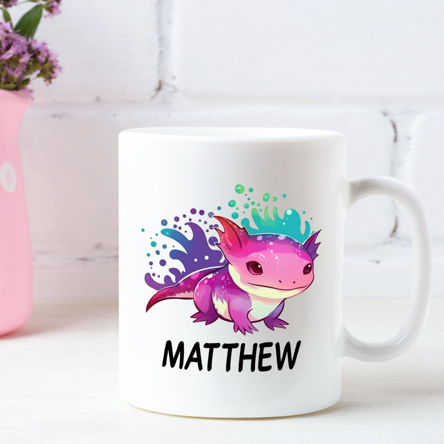 Personalized Axolotl Coffee Mug Cup Gift With Choose Name, Customized Axolotl White Ceramic Tea Cup 11 15 Oz, Cute Axolotl Coffe