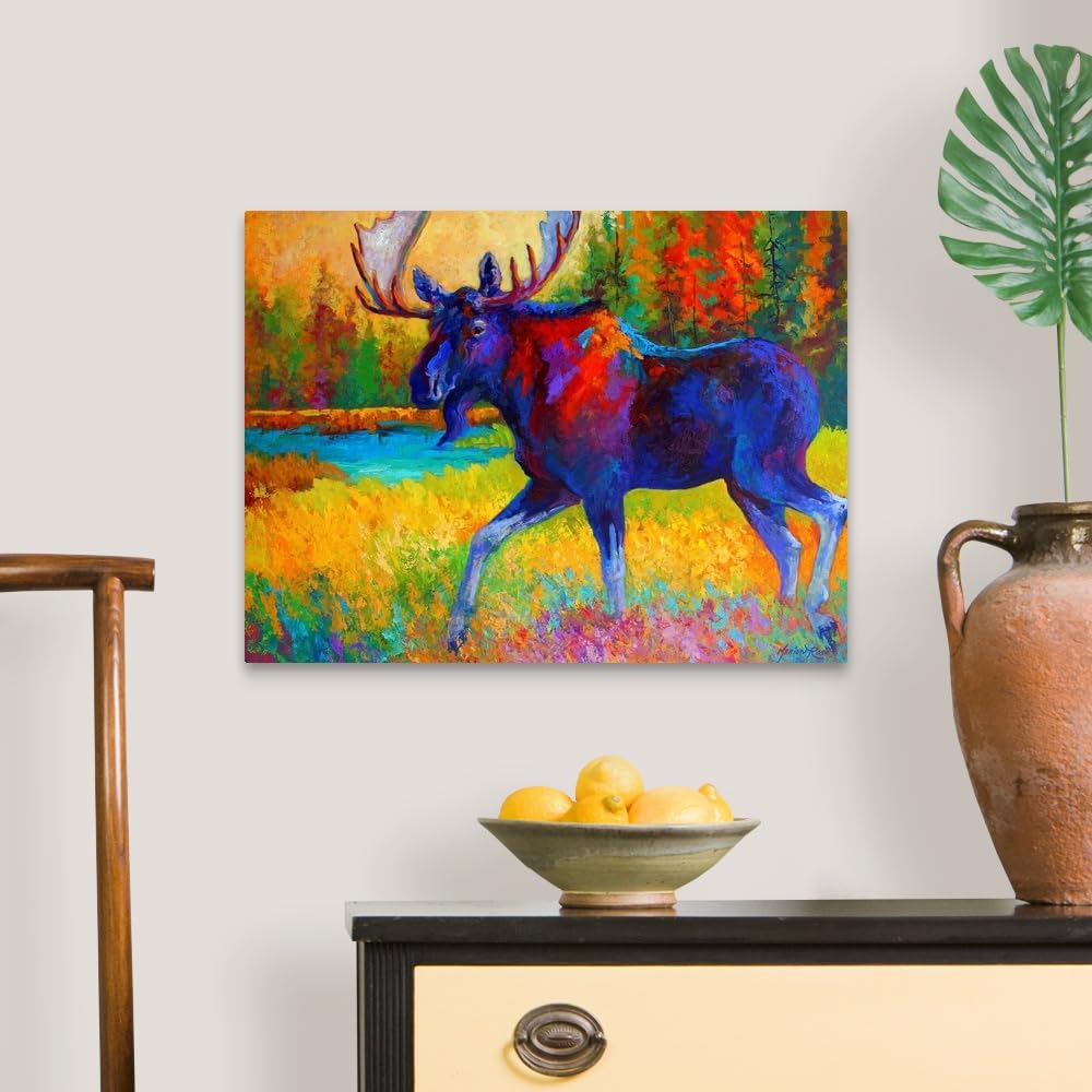 Canvas On Demand Majestic Moose Canvas Wall Art Print By Marion Rose, Home Decor, Wildlife Artwork, 24''X18''