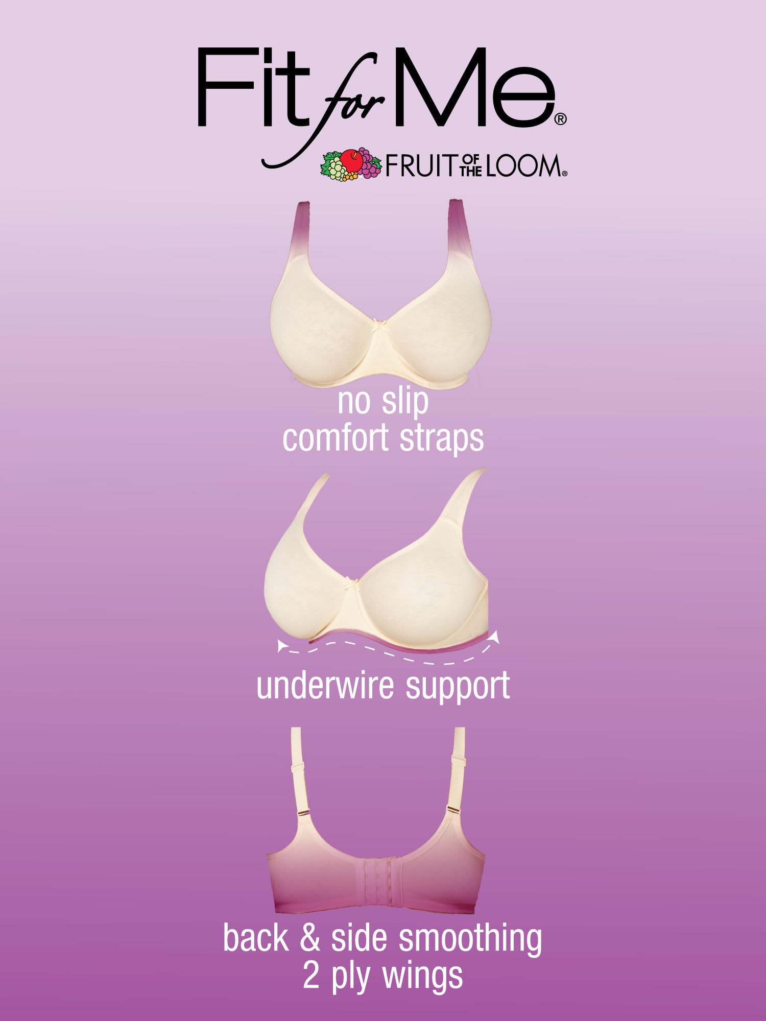 Fruit Of The Loom Womens Plus-Size Cotton Unlined Underwire Bra, Heather Grey, 46C