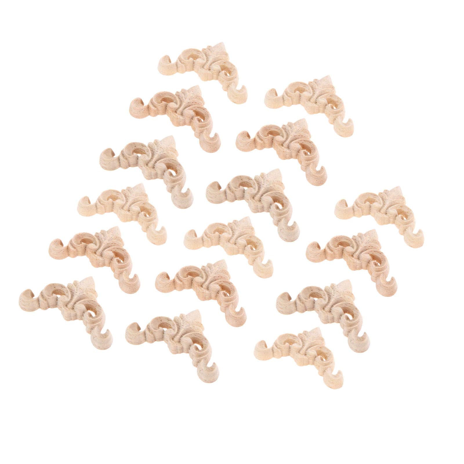 MUXSAM 16Pcs Furniture Onlay Applique Frame for Home  4x4cm/1.57''x1.57''  Unpainted Woodcarving Corner Decal Cabinet Door Wall Ceiling Dresser