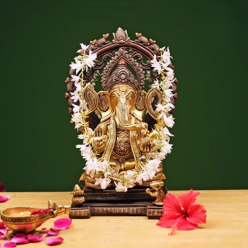Mridaya Brass Ganesha Statue Large 33 Cm, Large Ganesh For Home, Ganesh For Temple, Brass Ganesh Statue, Hindu God Statue, House