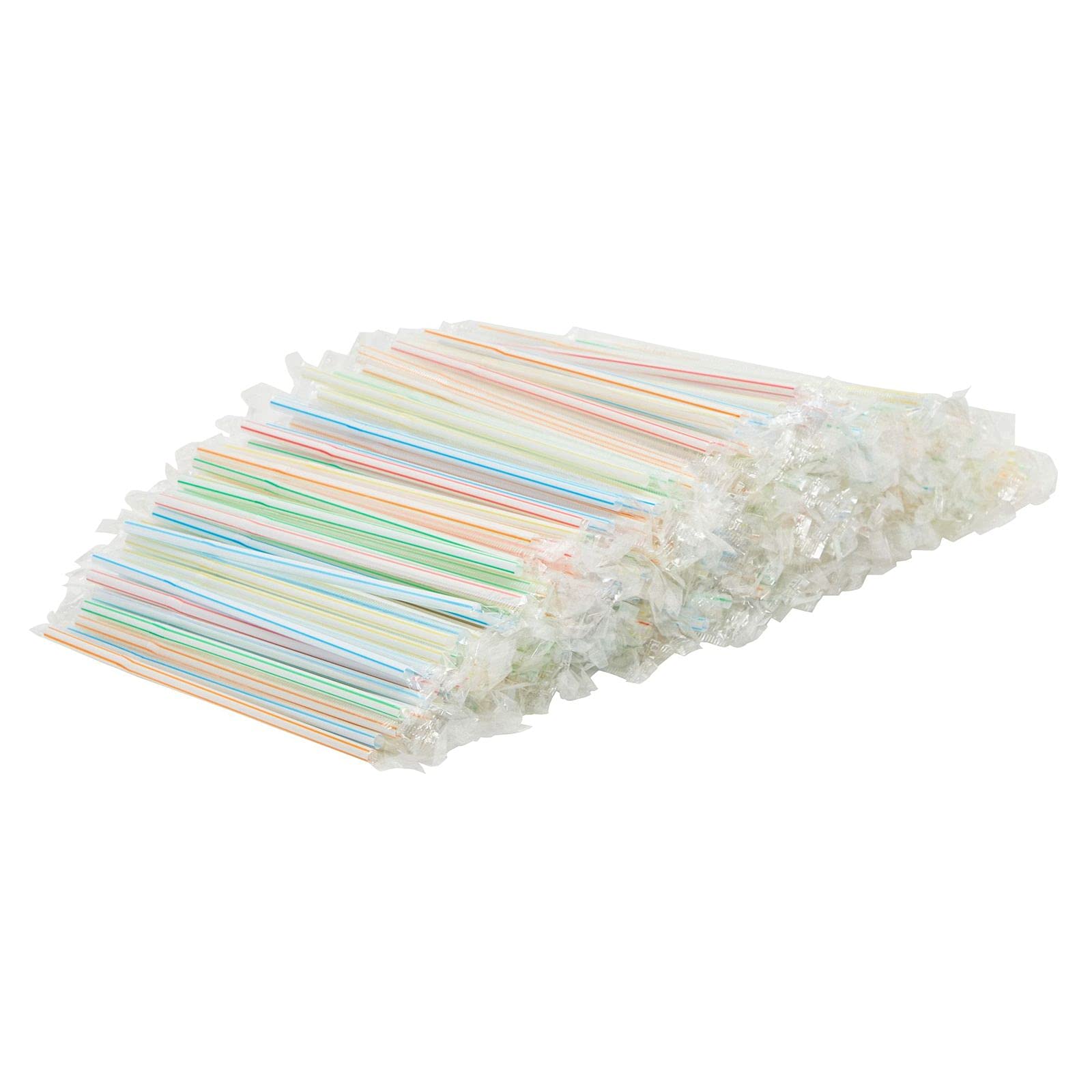 Plastic Flexible Drinking Straws  Striped Disposable Individually Wrapped (7.75 In  500 Pieces)