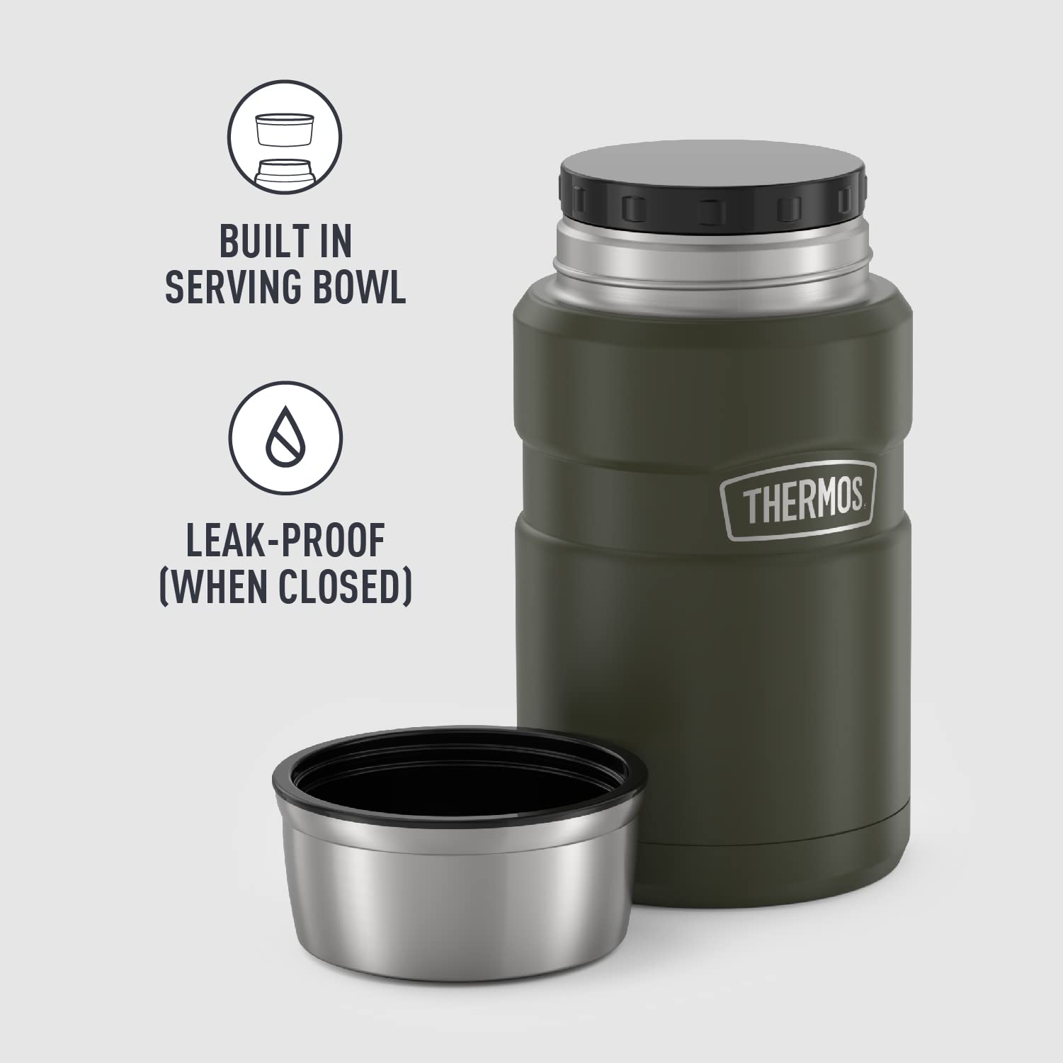 Thermos Stainless King Vacuum-Insulated Food Jar, 24 Ounce, Army Green